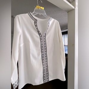 New without tags, tunic top, white with black embroidery. Size S/M